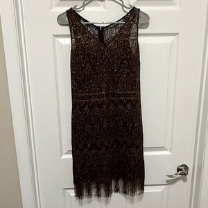 Jessica Simpson Bronze Fringe Mini Dress